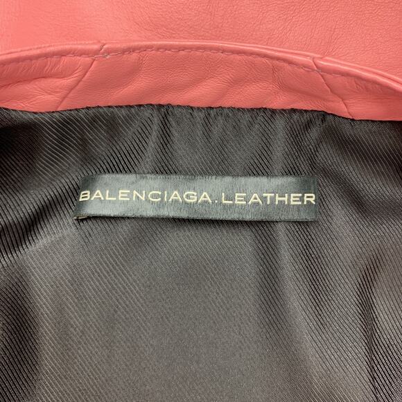 BALENCIAGA Size 6 Pink Quilted Leather Moto Biker Jacket - Picture 9 of 9